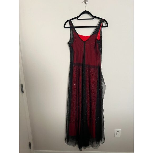Sue Wong Nocturne Red w/Black Beaded Drape Evening Gown - Size 12 - Picture 8 of 16